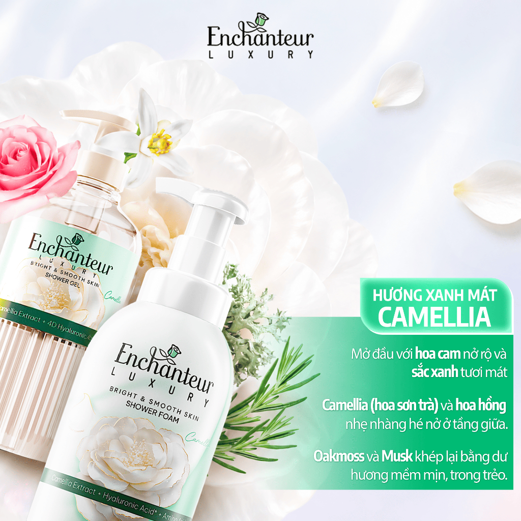 [SVIP] Trải Nghiệm COMBO Tắm Cao Cấp Enchanteur Luxury Dưỡng Da Sáng Mịn Chiết Xuất Hoa Trà/Hoa Mẫu Đơn