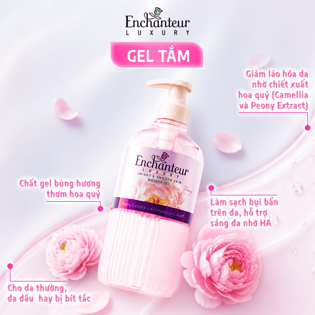 [SVIP] Trải Nghiệm COMBO Tắm Cao Cấp Enchanteur Luxury Dưỡng Da Sáng Mịn Chiết Xuất Hoa Trà/Hoa Mẫu Đơn