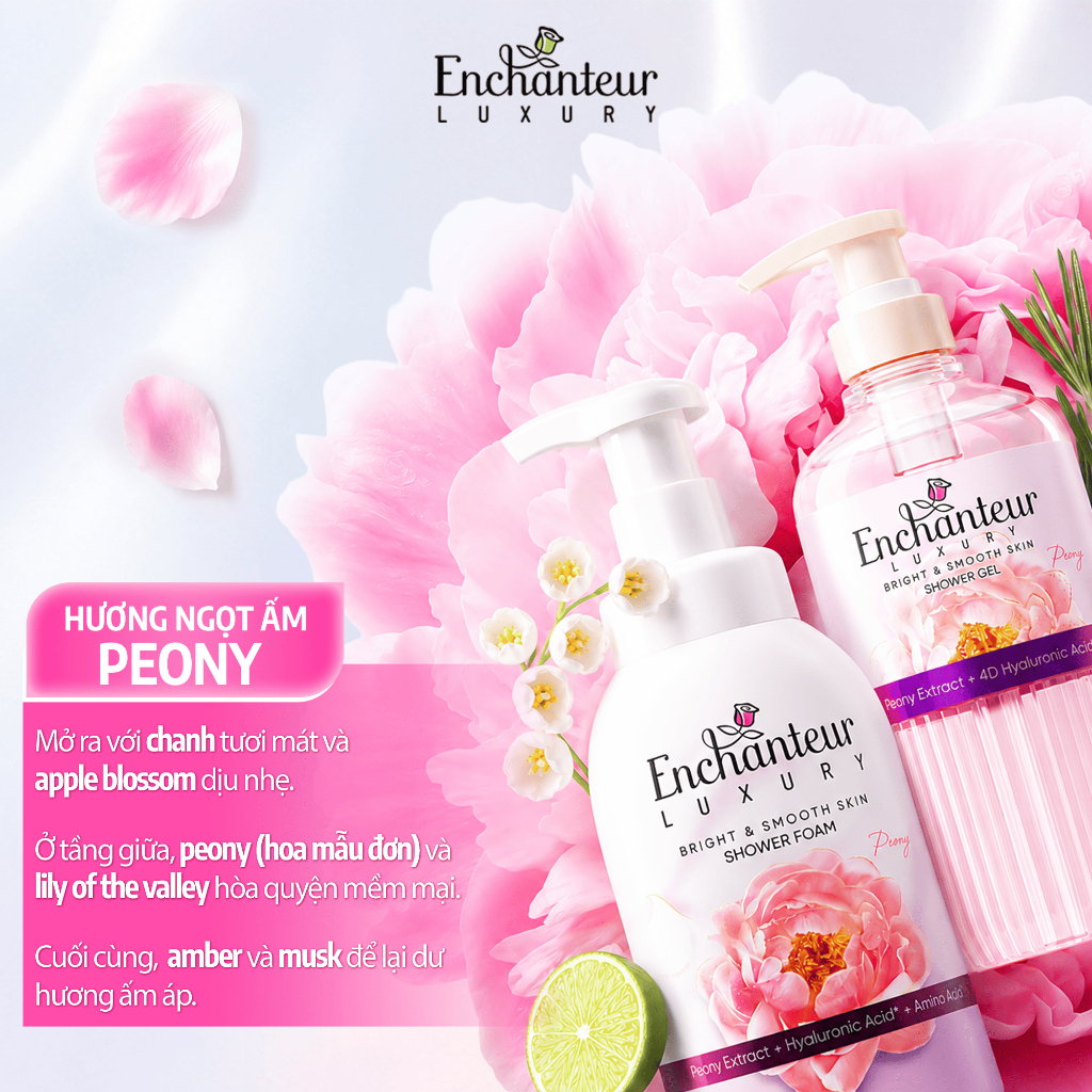 [SVIP] Trải Nghiệm COMBO Tắm Cao Cấp Enchanteur Luxury Dưỡng Da Sáng Mịn Chiết Xuất Hoa Trà/Hoa Mẫu Đơn