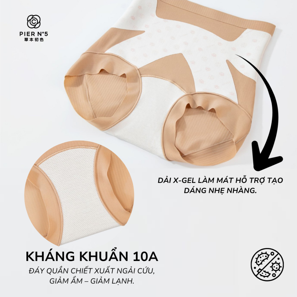 [SANTONY PIER N°5 x HƯƠNG GIANG] Quần Lót Gen - Nịt Bụng, Nâng Mông, Viền Chống Cuộn, Định Hình Eo, Đáy Ngải Cứu F220