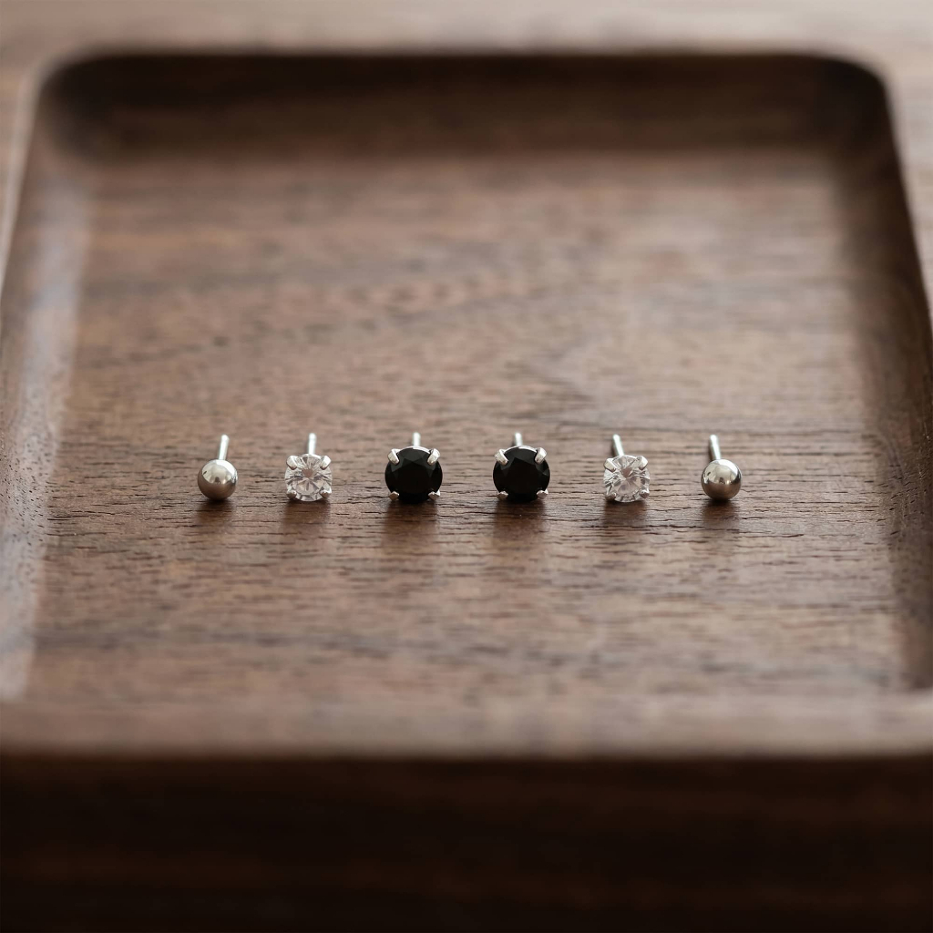 Set 6 bông tai chuôi bạc đính đá cao cấp sang chảnh, bông tai phong cách hàn quốc cá tính ChicEar Jewelry Collection