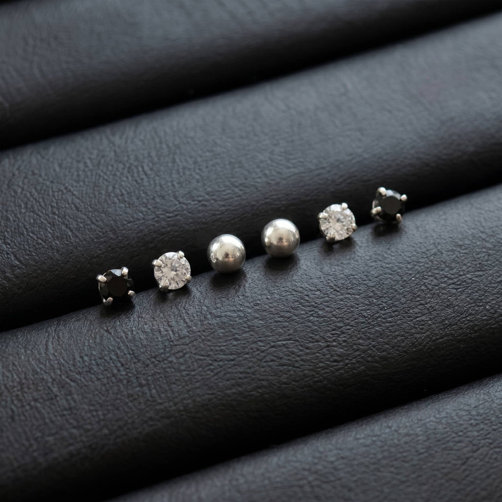 Set 6 bông tai chuôi bạc đính đá cao cấp sang chảnh, bông tai phong cách hàn quốc cá tính ChicEar Jewelry Collection