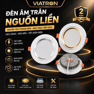 Đèn Âm Trần Downlight Liền Nguồn 7W/9W Phi 90- 12W phi 110| Đèn LED DOB Đế Gang Đúc, BH 2 Năm