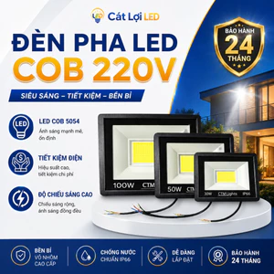 Đèn Pha Led Siêu Sáng CTMLights, Đèn Led COB 30W 50W 100W Ngoài Trời IP66 Rọi Biển Hiệu, Sân Vườn