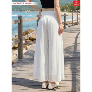 6QDR01 Quần ống rộng nữ CARDINA chất liệu chiffon cạp chun phối đai 6QDR01