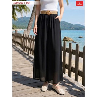 6QDR01 Quần ống rộng nữ CARDINA chất liệu chiffon cạp chun phối đai 6QDR01