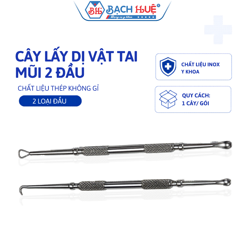 Cây Lấy Dị Vật Tai Mũi 2 Đầu Inox Cao Cấp – Dụng Cụ Gắp Dị Vật Y Tế An Toàn, Tiện Lợi Cho Gia Đình