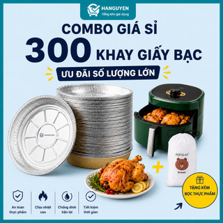 COMBO SỈ 300 khay giấy bạc dùng cho nồi chiên không dầu, hỗ trợ nướng chiên đồ ăn sạch sẽ tiện dụng