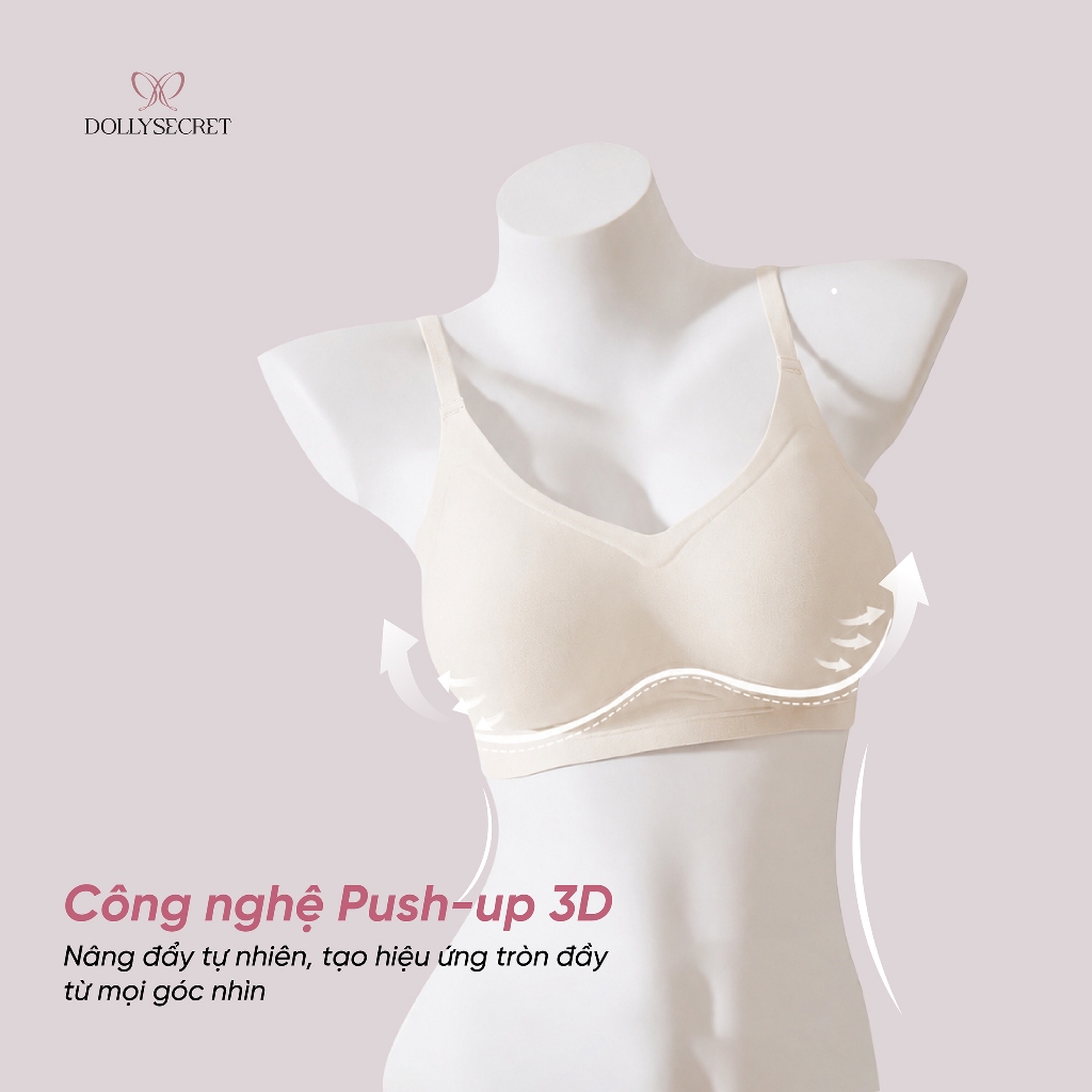 Áo Lót Không Gọng Nâng Size Premium 2 in 1 Áo Ngực Nữ Độn Tự Nhiên DOLLY SECRET A62