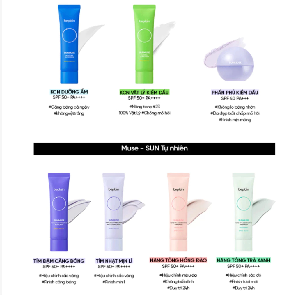 Kem Chống Nắng Beplain Sunmuse Tone Up & Correcting - Ever Queen
