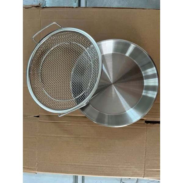 ( Inox 304) Khay Ráo Dầu Inox 20 cm Cao Cấp Bộ Khay Và Vỉ Lưới Chiên Rán Giòn Ngon Hạn Chế Dầu Mỡ