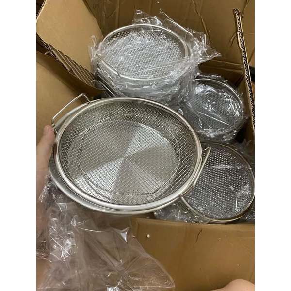 ( Inox 304) Khay Ráo Dầu Inox 20 cm Cao Cấp Bộ Khay Và Vỉ Lưới Chiên Rán Giòn Ngon Hạn Chế Dầu Mỡ