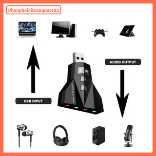 USB Sound Card 2.0 3D – Dùng Cho Máy Tính PC, Laptop Giúp Kết Nối Micro, Tai Nghe, Loa, Karaoke,...