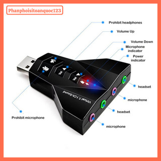 USB Sound Card 2.0 3D – Dùng Cho Máy Tính PC, Laptop Giúp Kết Nối Micro, Tai Nghe, Loa, Karaoke,...