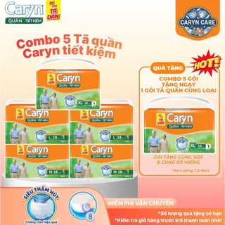 (Tặng lót tiết kiệm 20) Combo 6 lót caryn 14 hoặc (5 tặng 1) Combo 5 gói tã quần caryn tiết kiêm M18/ L18/ XL18 miếng