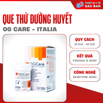 Que thử đường huyết OGCARE Hộp 25 que và 50 que - Dùng 1 lần, chính hãng, hạn sử dụng dài