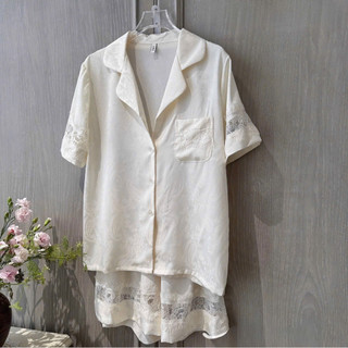 •𝙆𝙞𝙣𝙜𝙨𝙝𝙤𝙥𝙗𝙚𝙖𝙪𝙩𝙮•Set Pijama Lụa Gấm Phối Ren QC