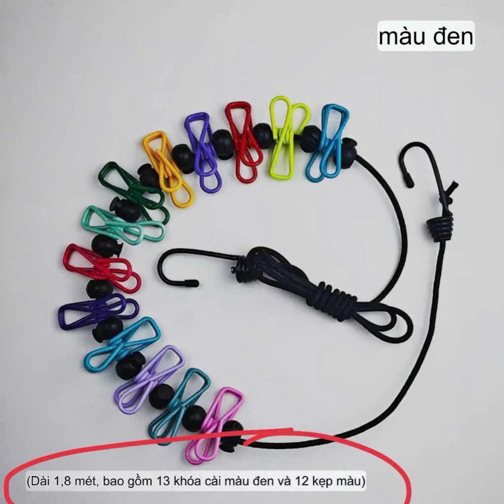 Dây Phơi Quần Áo Di Động, Thiết Kế Co Giãn, Có 12 Kẹp Giữ Chắc, Phù Hợp Du Lịch & Dã Ngoại