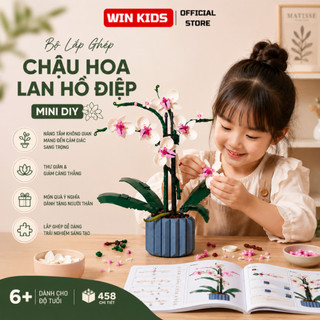 Bộ Lắp Ghép Chậu Hoa Lan Hồ Điệp Mini DIY, Mô Hình Hoa Trang Trí Để Bàn Qùa Tặng Người Thân