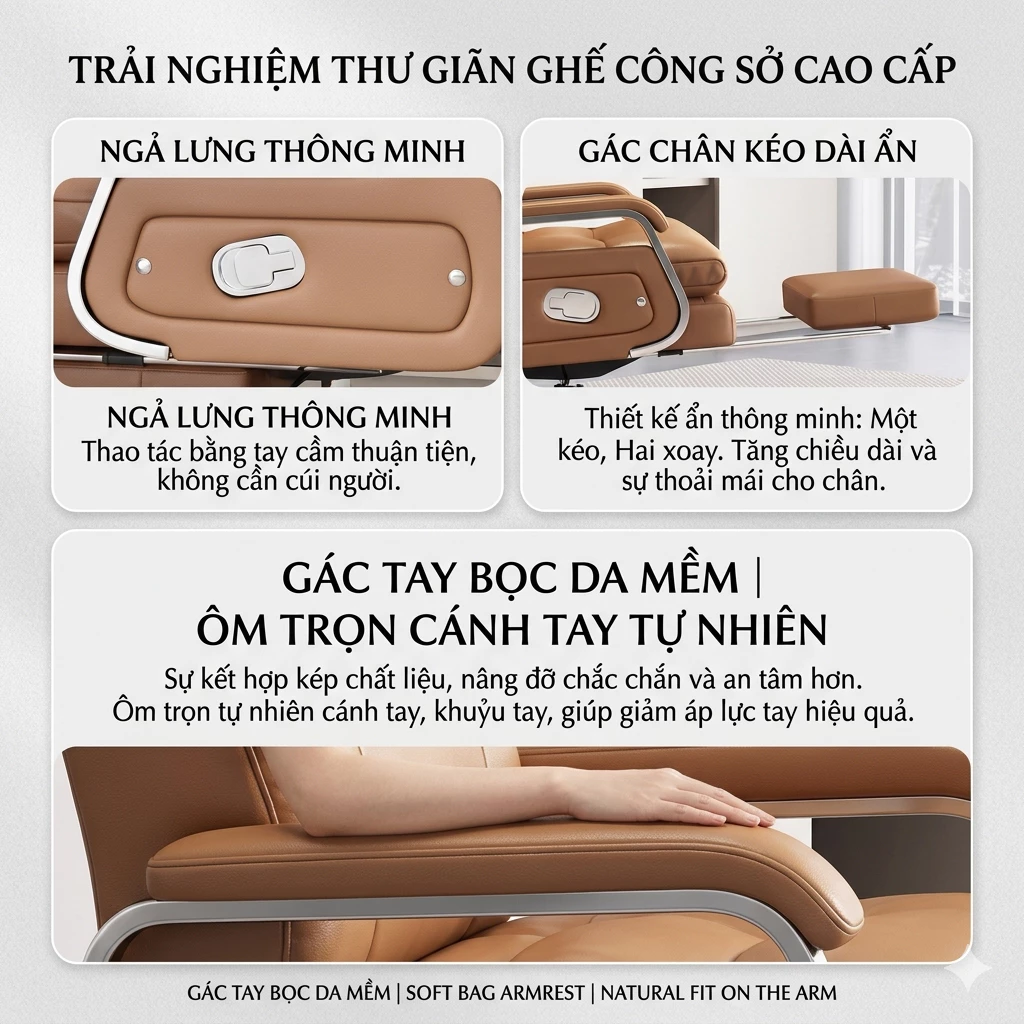 Ghế chủ tịch massage 7 điểm Pehouse V35 bọc da chống thấm chống xước đệm dày 35cm bảo hành 2 năm