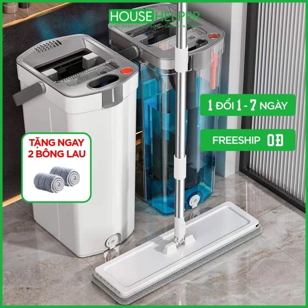 Cây lau nhà vắt phẳng tách nước bẩn thông minh bộ cây lau nhà tự vắt thông minh tách nước bẩn riêng biệt SOJIMOP G160