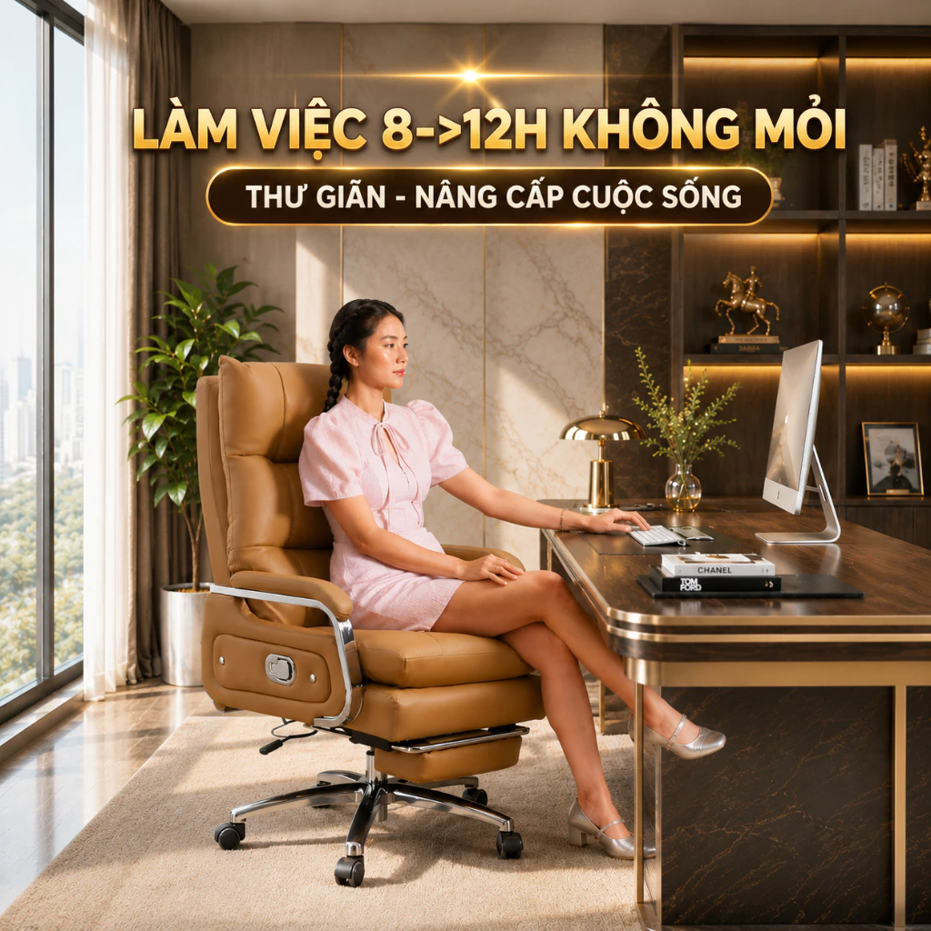Ghế chủ tịch massage 7 điểm Pehouse V35 bọc da chống thấm chống xước đệm dày 35cm bảo hành 2 năm