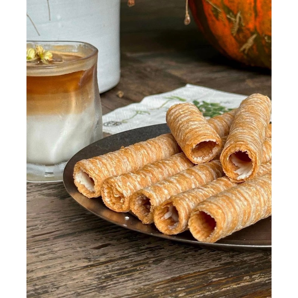Bánh quế 2 vị sầu riêng và dừa hộp 215g siêu ngon