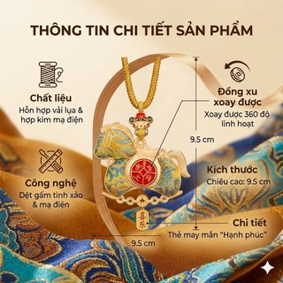 Móc Khóa Ngựa Bập Bênh Vải Gấm Dệt Dây Treo Phong Thủy May Mắn Treo Xe Ô Tô Balo Túi Xách Cao Cấp Xu Xoay Linh Hoạt