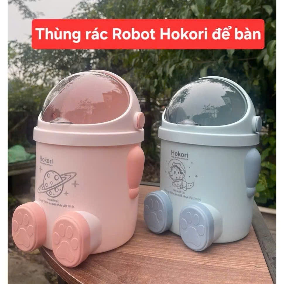 Thùng Rác Hình ROBOT Mini Việt Nhật, Thùng Rác HoKoRi Siêu Tiện Lợi, thùng rác mini để bàn. Tiện Lợi