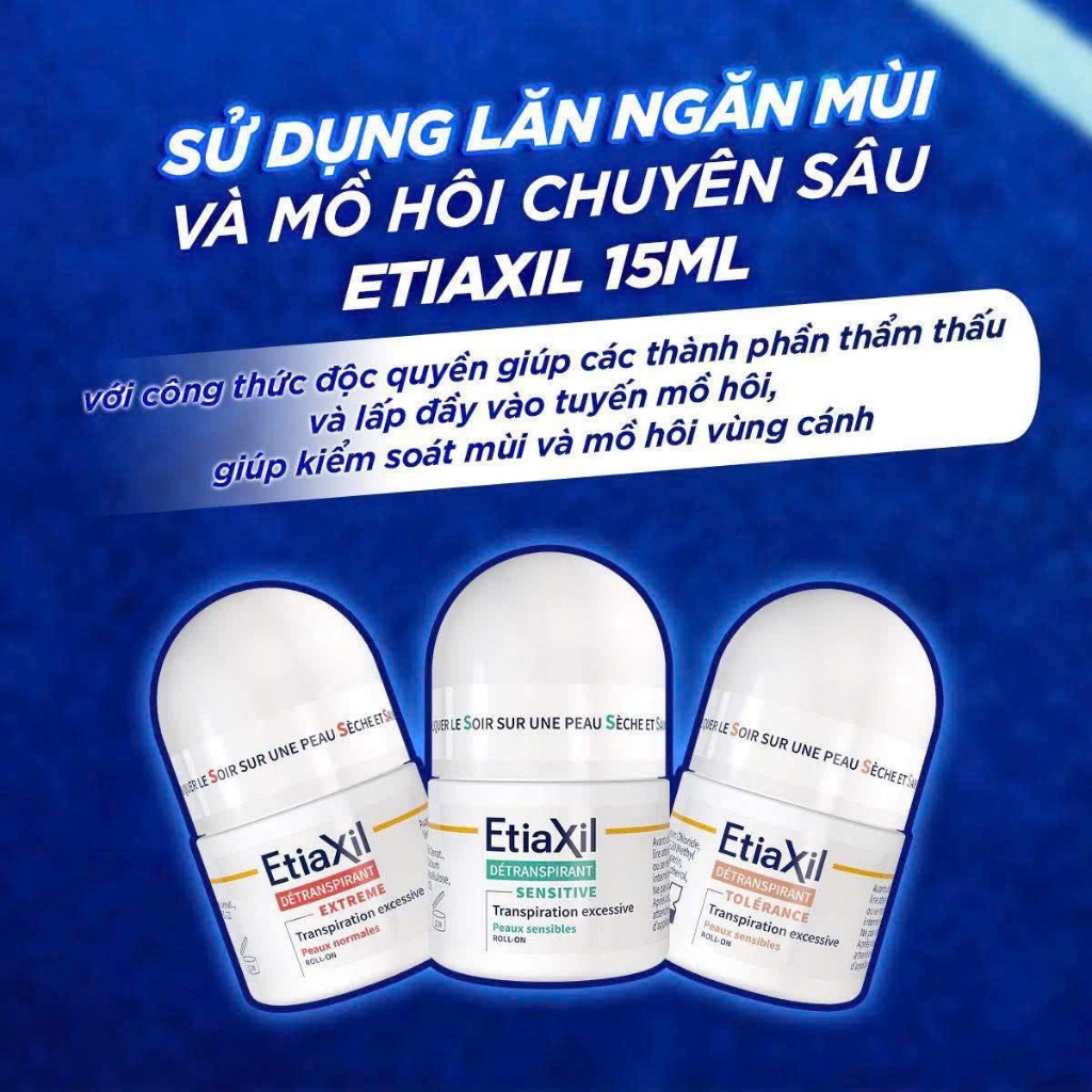 (Chính hãng) Lăn khử mùi Etiaxil Détranspirant 15ml - Ngăn tiết mồ hôi và khử mùi hiệu quả cho cơ thể