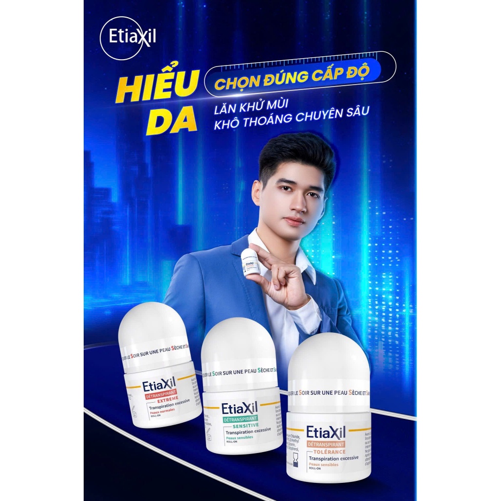 (Chính hãng) Lăn khử mùi Etiaxil Détranspirant 15ml - Ngăn tiết mồ hôi và khử mùi hiệu quả cho cơ thể