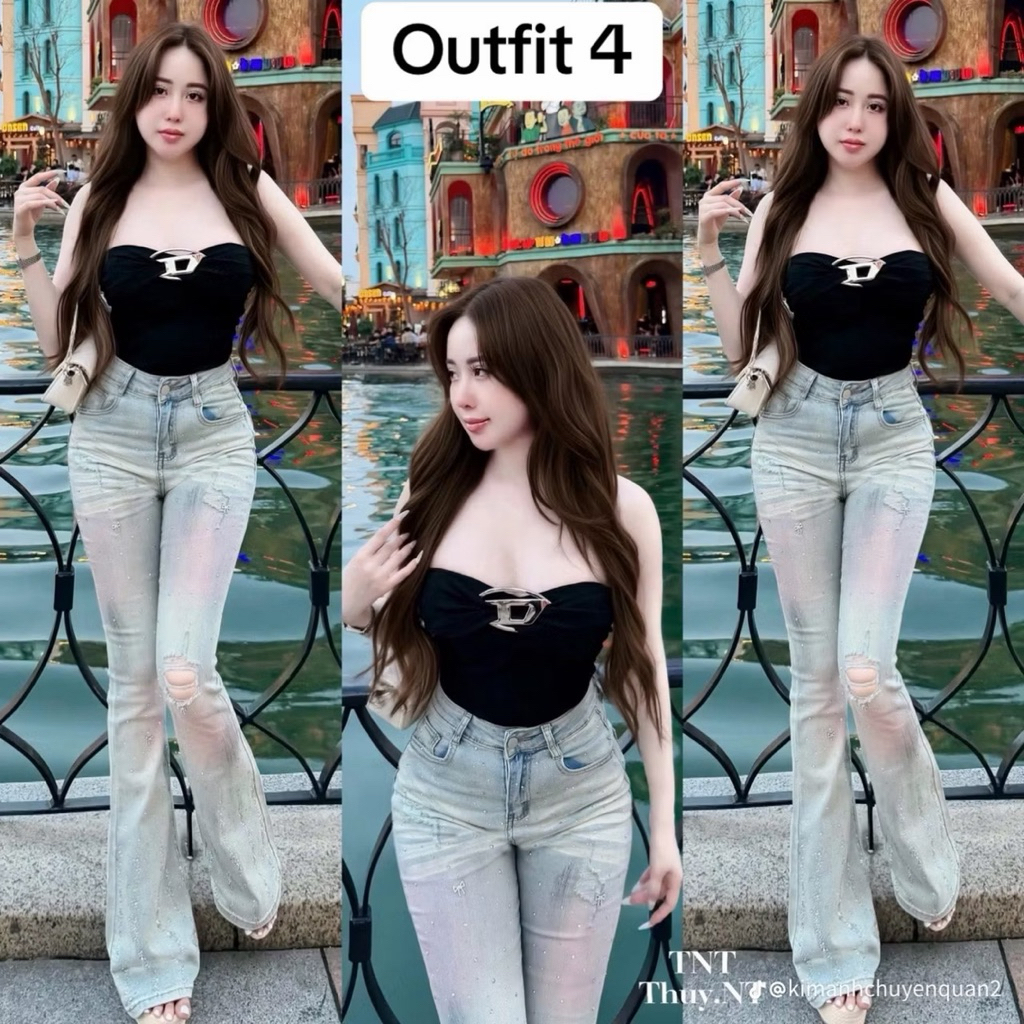 Jean loe rách mài hồng xinh cá tính