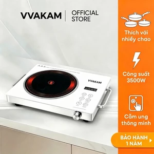 VVAKAM Màu trắng Bếp điện từ mini bếp hồng ngoại Đa Năng Công suất cao 3500W đơn cảm ứng Cảm ứng có đèn mặt kính cường