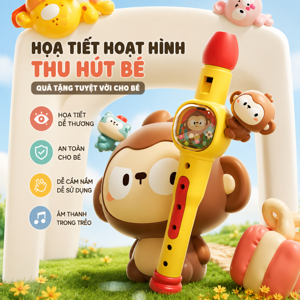 Sáo Âm Nhạc Hoạt Hình Cho Bé, Đồ Chơi Phát Triển Thính Giác, Âm Thanh Trong Trẻo, Chất Liệu ABS An Toàn