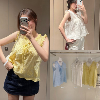 𝐏𝐡𝐢𝐞𝐧 𝐖𝐆𝐖𝐄 | (Sẵn) w9043 Áo Thô Boy Sát Nách Bèo Ren 3 Màu Trơn