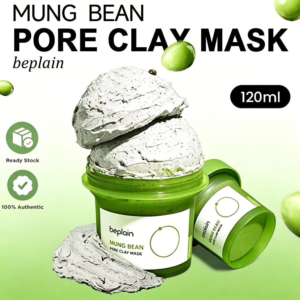 Mặt nạ đất sét BEPLAIN 120ml Chiết xuất đậu xanh làm săn chắc lỗ chân lông Giảm mụn đầu đen