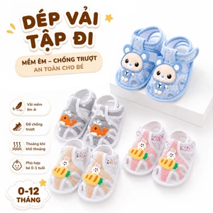 Đóng hộp - Dép vải mềm tập đi chống trượt an toàn cho bé sơ sinh 0-1 tuổi ShinHome (form nhỏ)