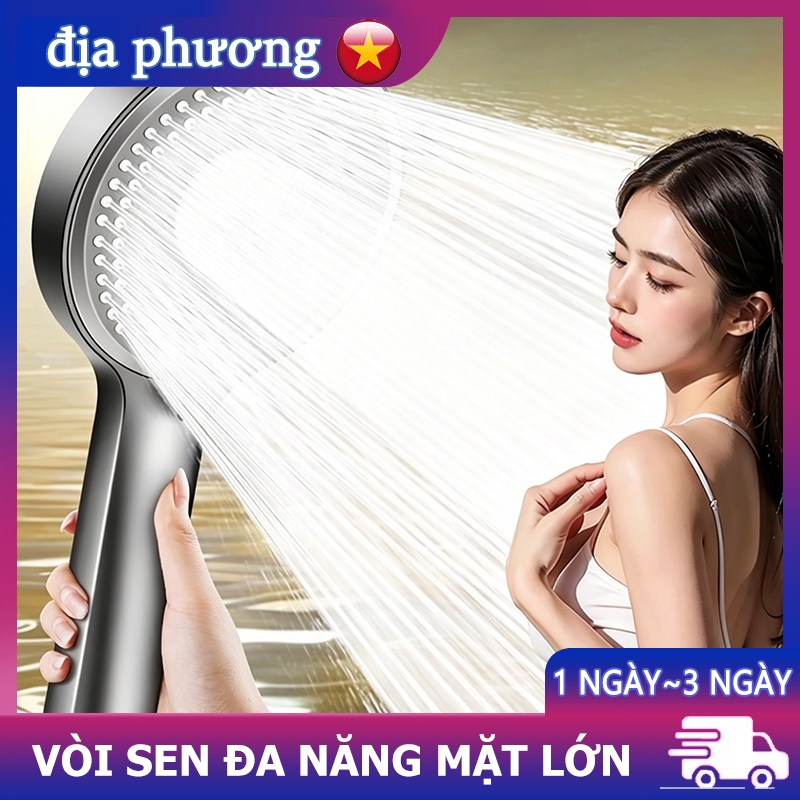 Vòi Sen Tắm Tăng Áp Mặt Lớn 12cm Vòi Hoa Sen 5 Chế Độ Phun Sơn Tĩnh Điện Cao Cấp Chống Rò Nước Tối Giản Sang Trọng