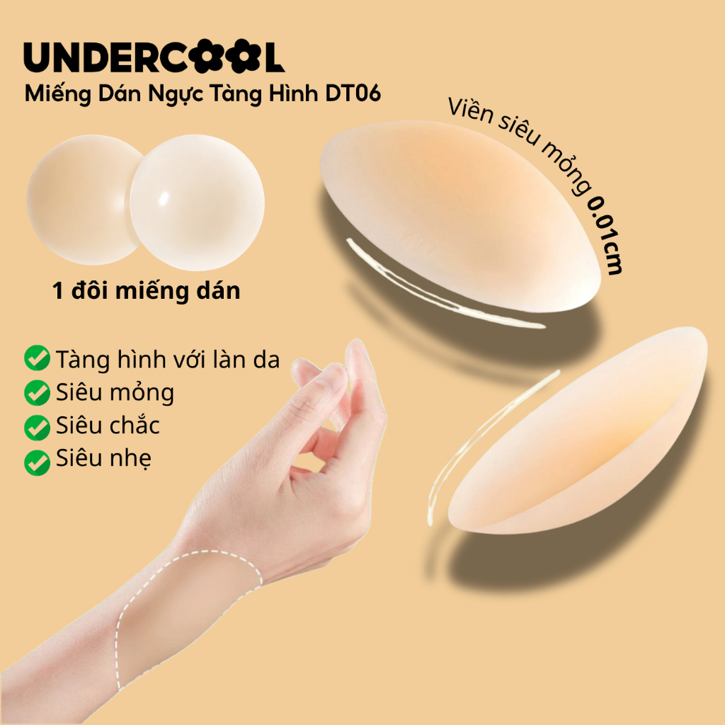 Miếng Dán Ngực Tàng Hình UNDERCOOL Siêu Mỏng Dính Không Bị Lộ (2 Miếng) DT06