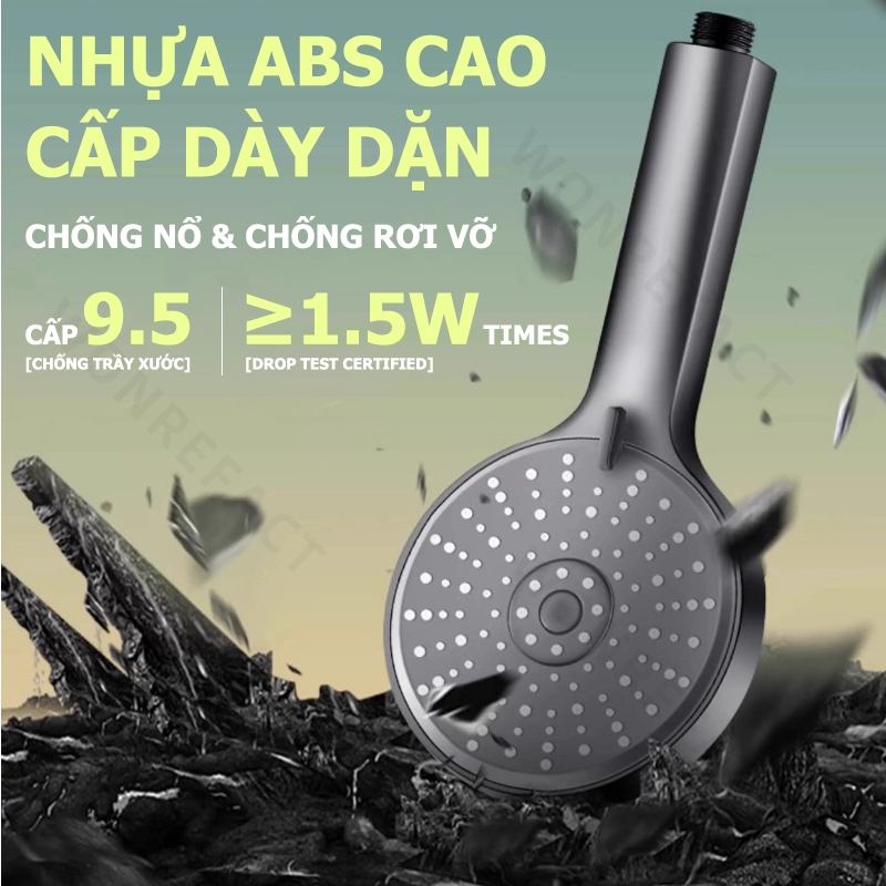 Vòi Sen Tắm Tăng Áp Mặt Lớn 12cm Vòi Hoa Sen 5 Chế Độ Phun Sơn Tĩnh Điện Cao Cấp Chống Rò Nước Tối Giản Sang Trọng