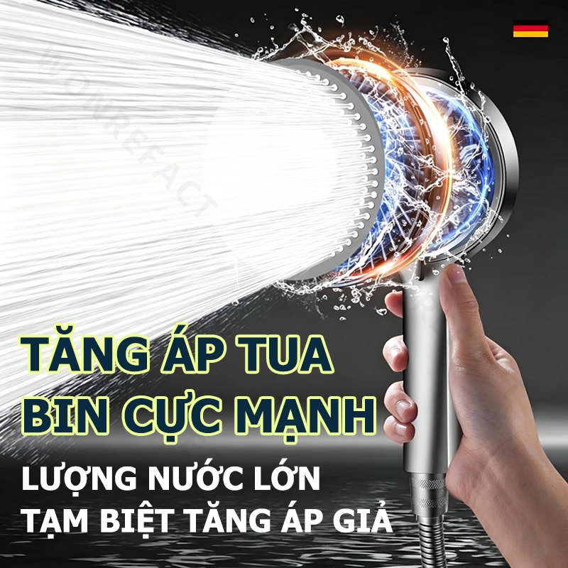 Vòi Sen Tắm Tăng Áp Mặt Lớn 12cm Vòi Hoa Sen 5 Chế Độ Phun Sơn Tĩnh Điện Cao Cấp Chống Rò Nước Tối Giản Sang Trọng