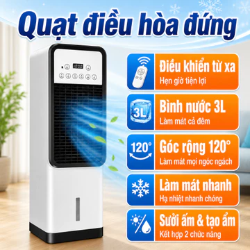 Máy làm mát & điều hòa di động cho gia đình, dạng liền khối, không cần lắp đặt, cắm điện dùng ngay, làm mát nhanh chóng.