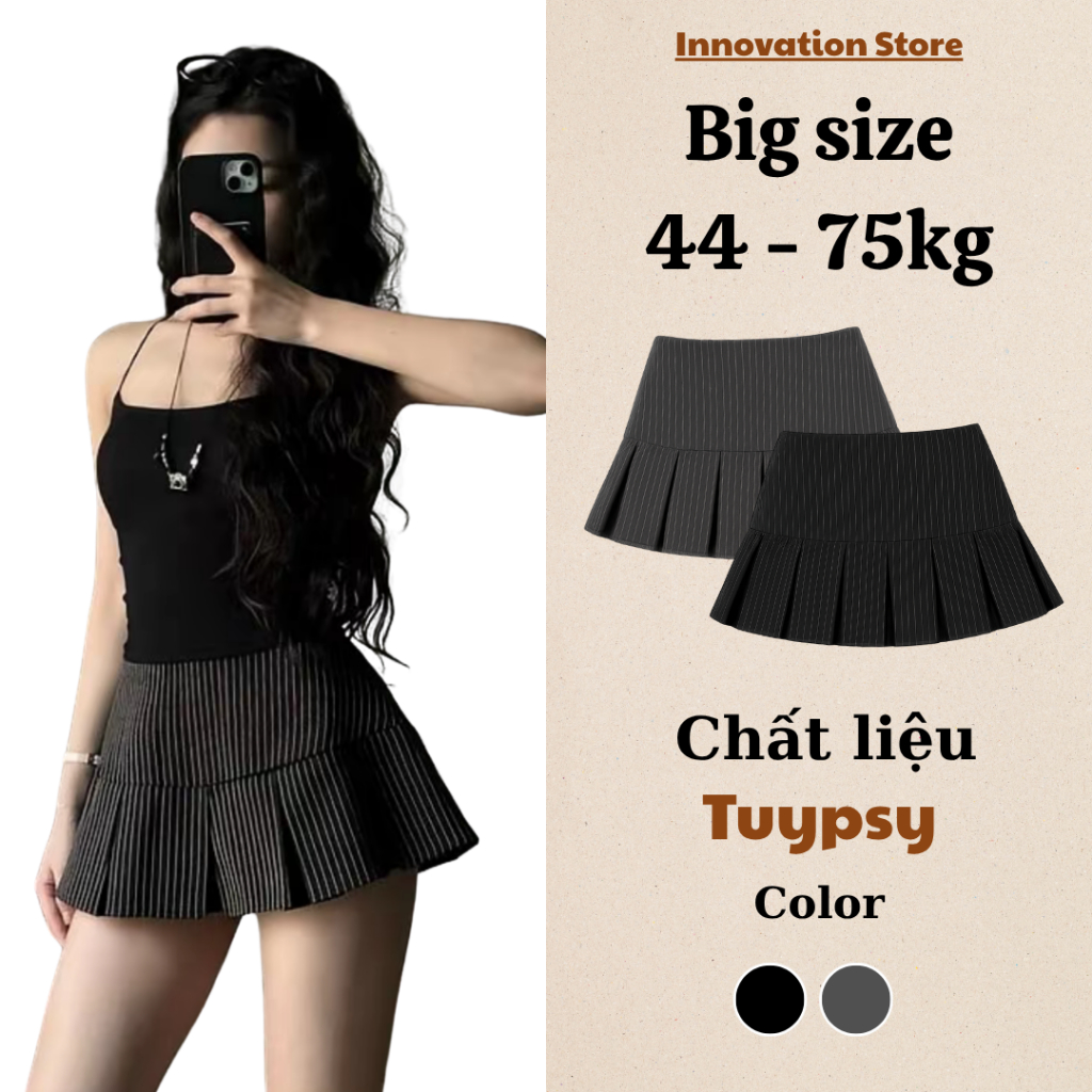 Chân Váy Kẻ Hack Dáng Form Xoè BIGSIZE Có Quần Bảo Hộ Đồng Chất Tuypsy 2 Lớp TA-035