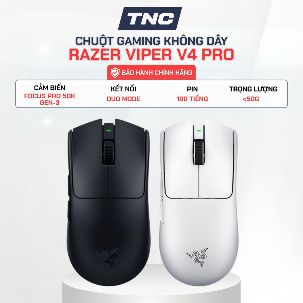 Chuột Gaming Không Dây Razer Viper V4 Pro | <50g | 50000 DPI | Cảm Biến Quang Focus Pro 50K - BH 24T