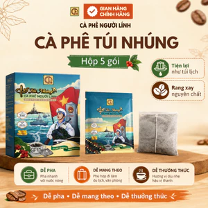 Cà Phê CF15 Túi Nhúng Robusta Nguyên Chất Cà Phê Người Lính - Hộp 5 Gói