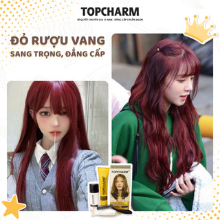 [CAO CẤP] Thuốc nhuộm tóc  ĐỎ RƯỢU VANG không tẩy tóc, tặng kèm gói dưỡng và bộ dụng cụ tại nhà TOPCHARM-CHAMIS