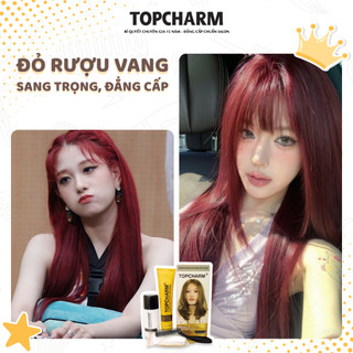 [CAO CẤP] Thuốc nhuộm tóc  ĐỎ RƯỢU VANG không tẩy tóc, tặng kèm gói dưỡng và bộ dụng cụ tại nhà TOPCHARM-CHAMIS