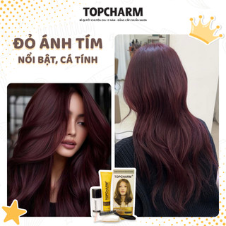 [CAO CẤP] Thuốc nhuộm tóc  ĐỎ ÁNH TÍM không tẩy tóc, tặng kèm gói dưỡng và bộ dụng cụ tại nhà TOPCHARM-CHAMIS