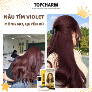 Thuốc nhuộm tóc ĐỎ ÁNH TÍM, NÂU TÂY PHÁP, NÂU VÀNG SÁNG, không cần tẩy, tặng đủ dụng cụ TOPCHARM-CHAMIS