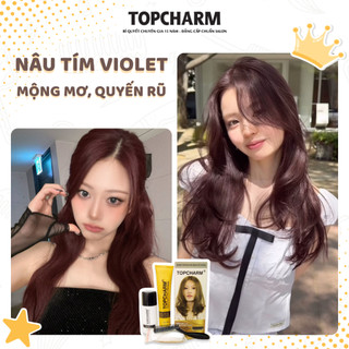 [CAO CẤP] Thuốc nhuộm tóc  NÂU TÍM VIOLET không tẩy tóc, tặng kèm gói dưỡng và bộ dụng cụ TOPCHARM-CHAMIS